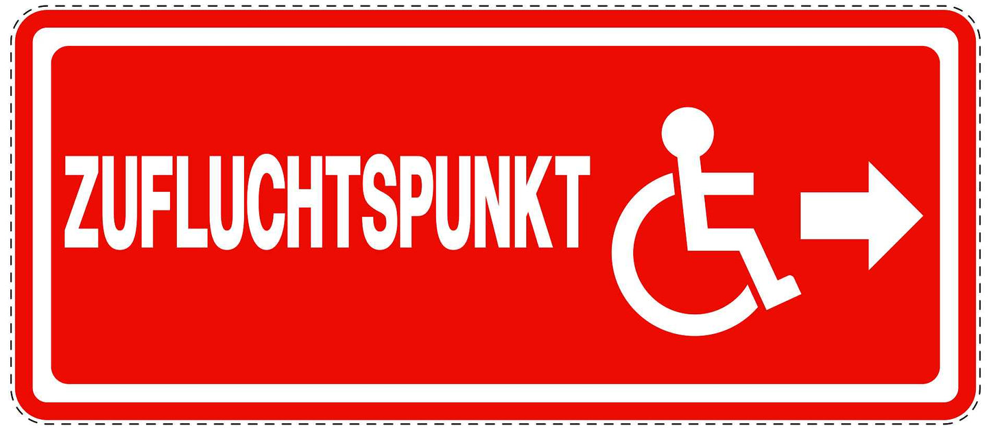 Ausgang Notausgang Aufkleber "Zufluchtspunkt rechts- Rollstuhlfahrer" 10-60 cm LO-SIE-1160-14