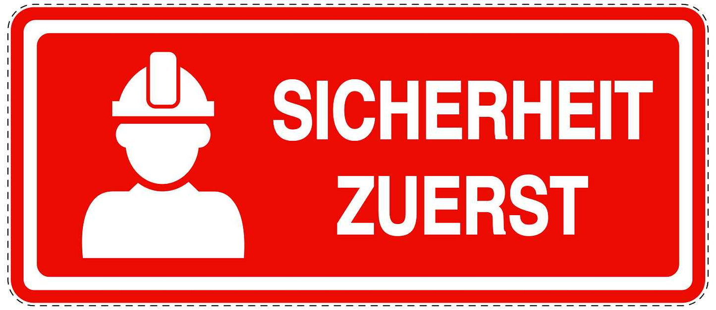 Notfall Aufkleber "Sicherheit zuerst" 10-60 cm LO-SIE-3020-14