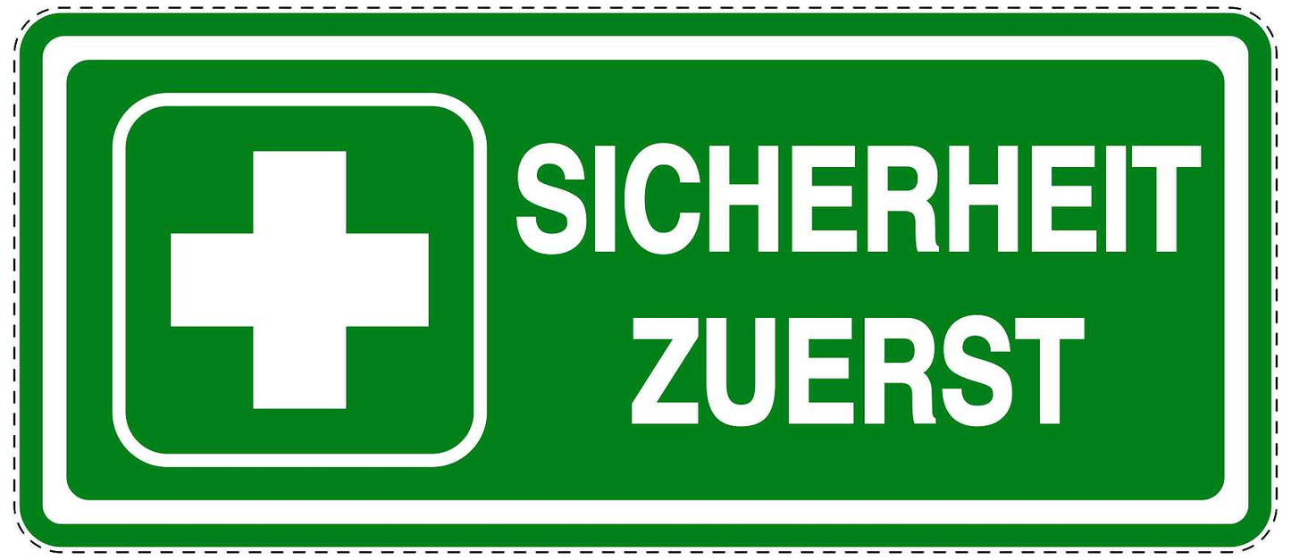 Notfall Aufkleber "Sicherheit zuerst" 10-60 cm LO-SIE-3030-54