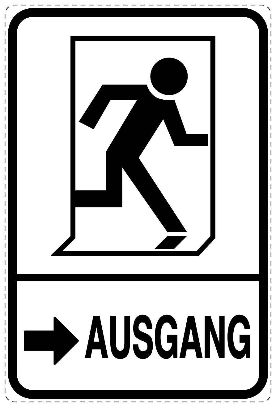 Ausgang Notausgang Aufkleber "Ausgang rechts" 10-40 cm LO-SIE-2020-0