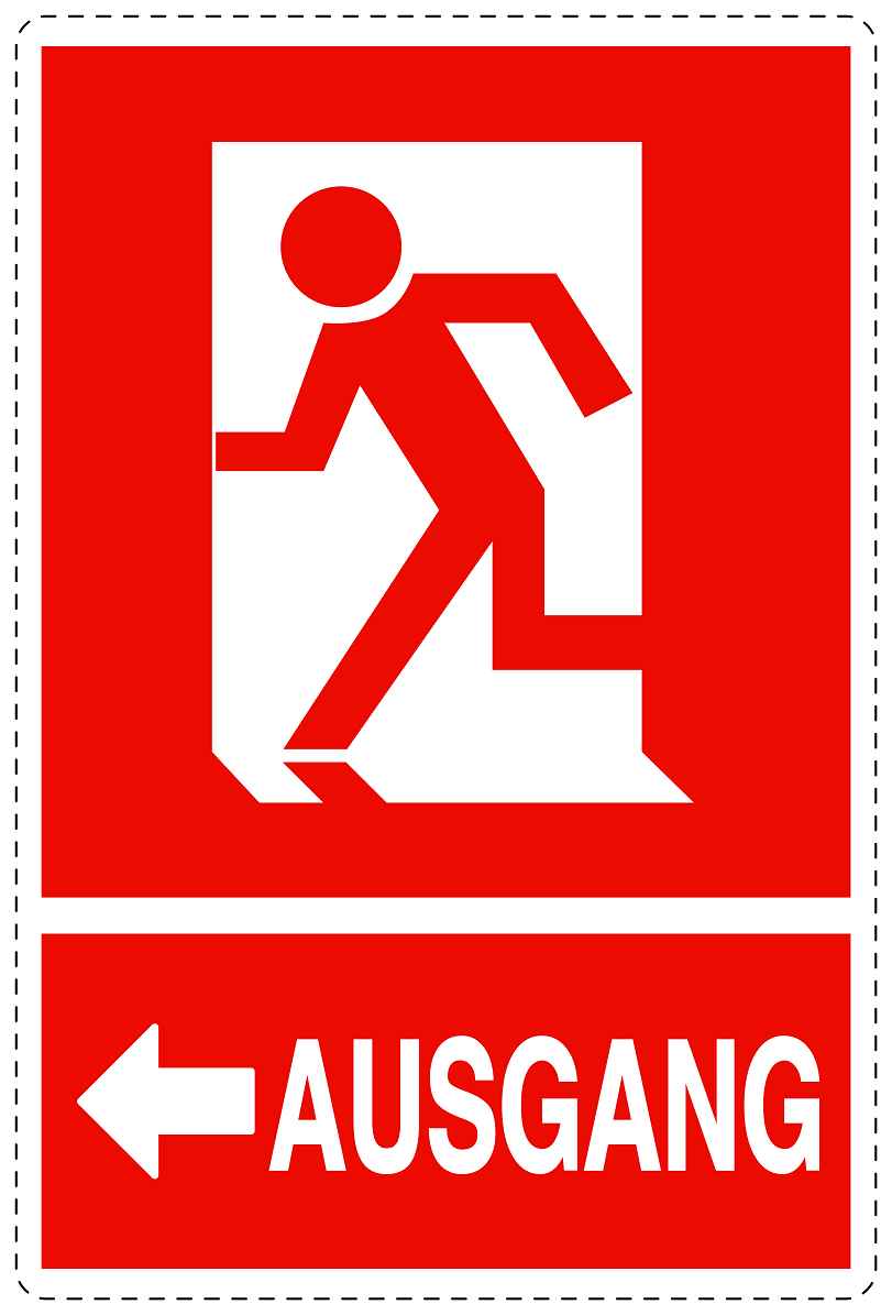 Ausgang Notausgang Aufkleber "Ausgang links" 10-40 cm LO-SIE-2030-14