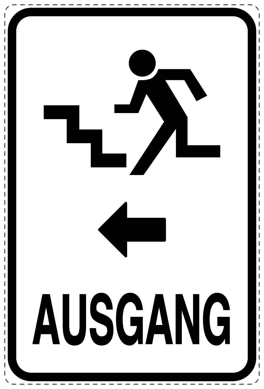 Ausgang Notausgang Aufkleber "Ausgang rechts - Vorsicht Stufen" 10-40 cm LO-SIE-2070-0