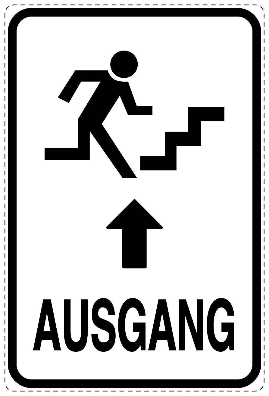 Ausgang Notausgang Aufkleber "Ausgang oben - Vorsicht Stufen" 10-40 cm LO-SIE-2080-0