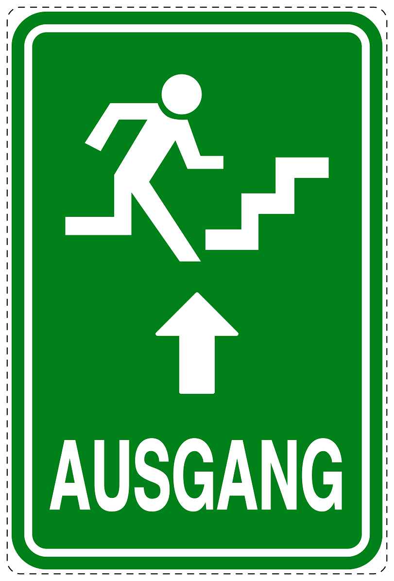 Ausgang Notausgang Aufkleber "Ausgang oben - Vorsicht Stufe" 10-40 cm LO-SIE-2080-54