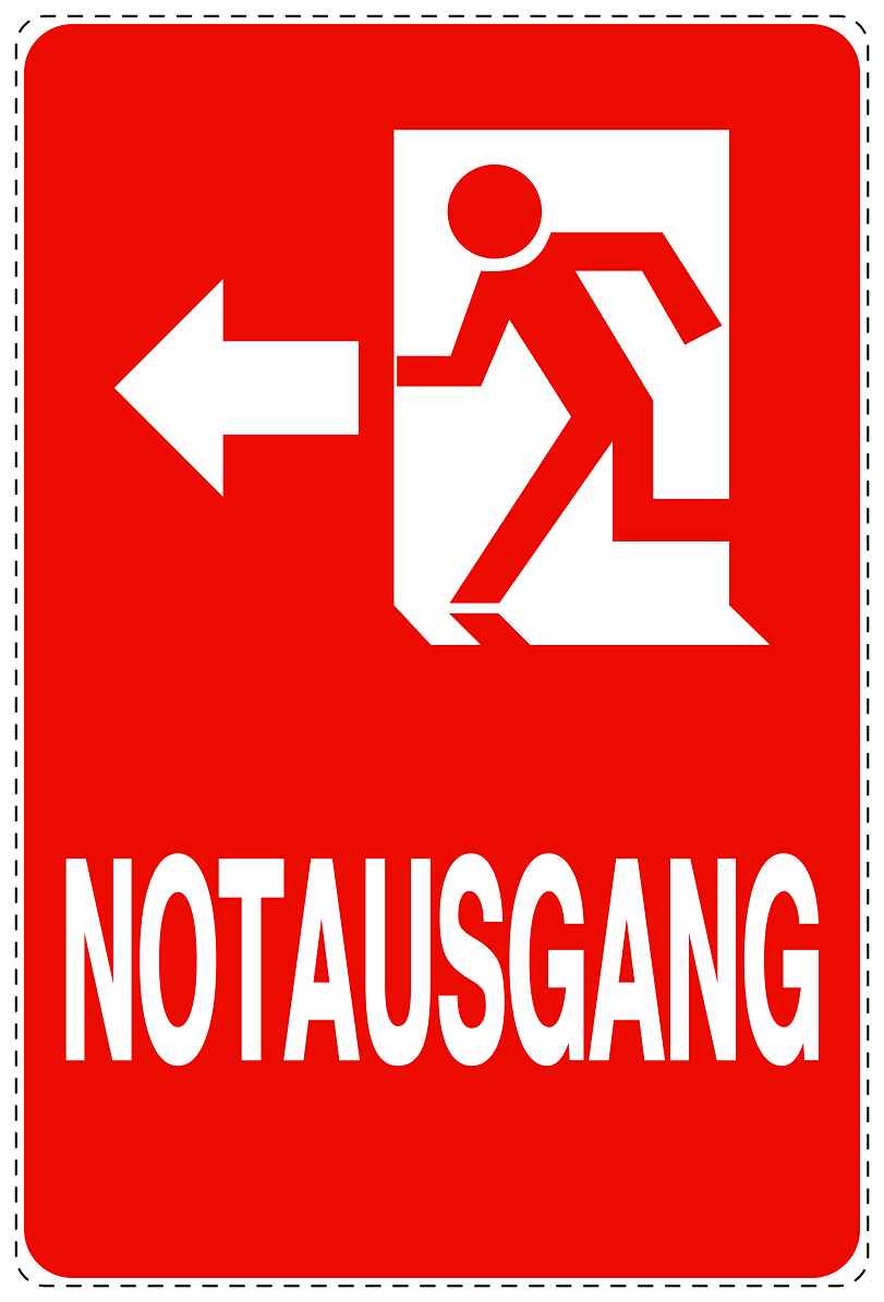 Ausgang Notausgang Aufkleber "Notausgang links" 10-40 cm LO-SIE-2110-14