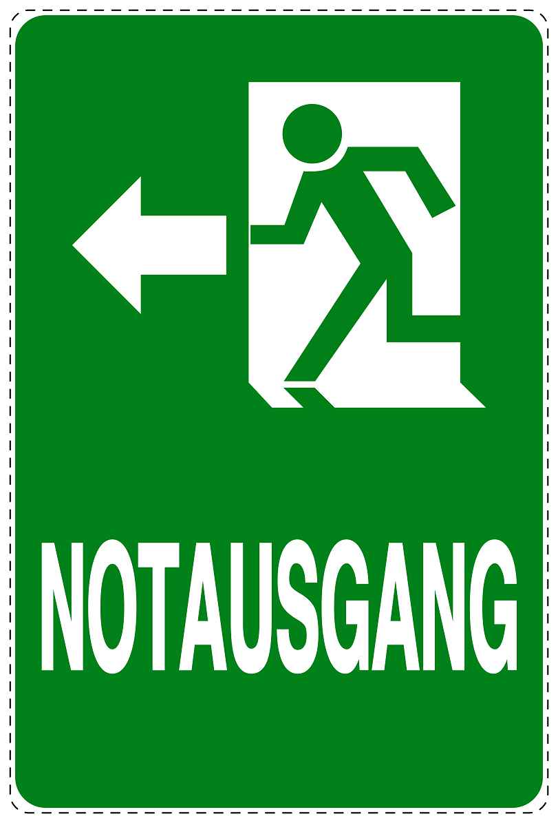 Ausgang Notausgang Aufkleber "Notausgang links" 10-40 cm LO-SIE-2110-54