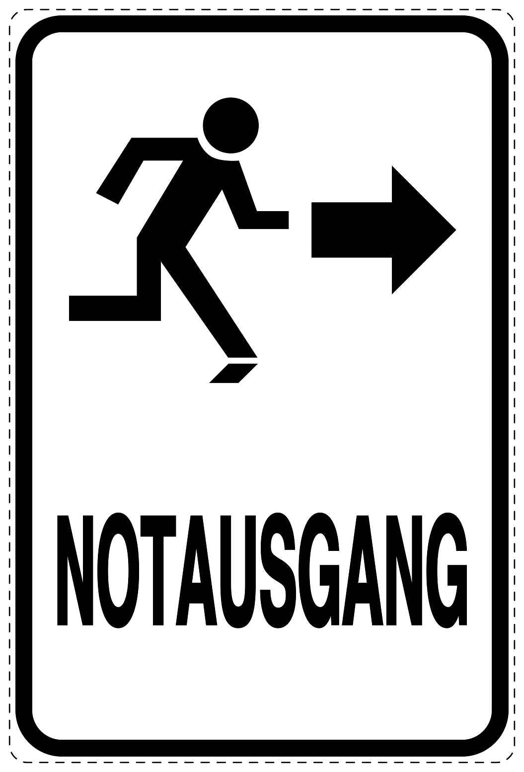 Ausgang Notausgang Aufkleber "Ausgang rechts - Vorsicht Stufen" 10-40 cm LO-SIE-2070-0