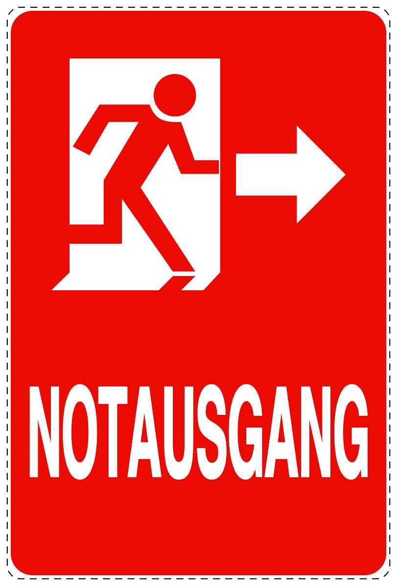 Ausgang Notausgang Aufkleber "Notausgang rechts" 10-40 cm LO-SIE-2120-14