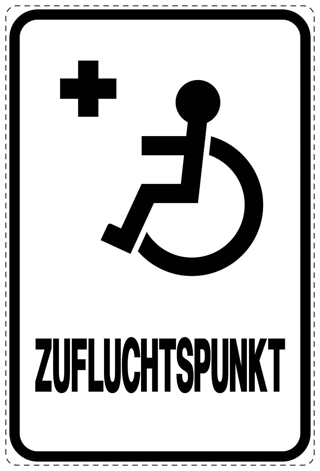 Ausgang Notausgang Aufkleber "Zufluchtspunkt - Rollstuhl" 10-40 cm LO-SIE-2140-0