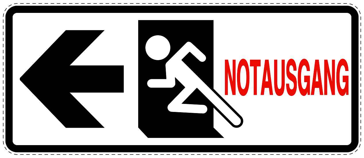 Feuer- Rettungsaufkleber "Notausgang in Pfeilrichtung" 10-60 cm LO-SIF-1250-0