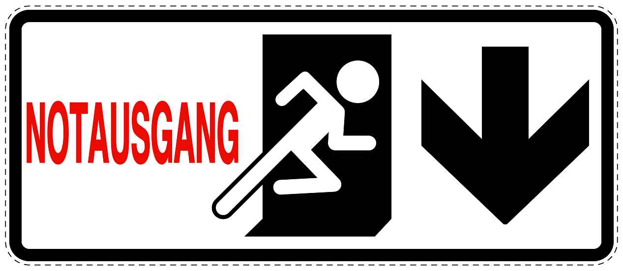 Feuer- Rettungsaufkleber "Notausgang in Pfeilrichtung" 10-60 cm LO-SIF-1260-0