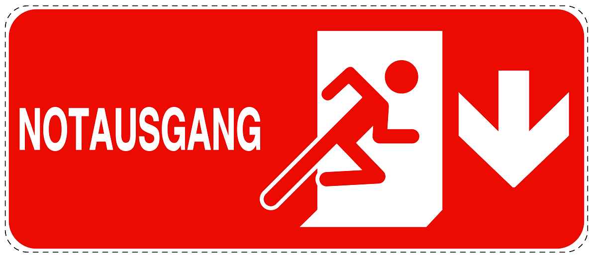 Feuerlöscher Aufkleber "Notausgang in Pfeilrichtung" 10-60 cm LO-SIF-1260-14