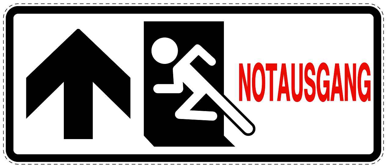 Feuer- Rettungsaufkleber "Notausgang in Pfeilrichtung" 10-60 cm LO-SIF-1270-0