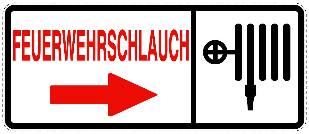 Feuer- Rettungsaufkleber "Feuerwehrschlauch in Pfeilrichtung" 10-60 cm LO-SIF-1770-0