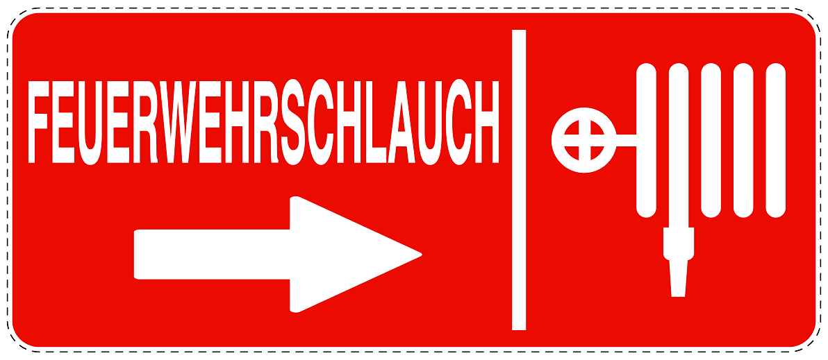 Feuerlöscher Aufkleber "Feuerwehrschlauch in Pfeilrichtung" 10-60 cm LO-SIF-1770-14