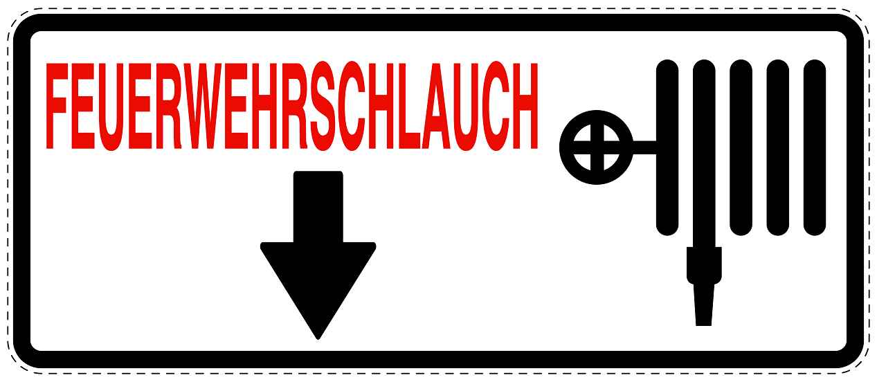 Feuer- Rettungsaufkleber "Feuerwehrschlauch in Pfeilrichtung" 10-60 cm LO-SIF-1790-0