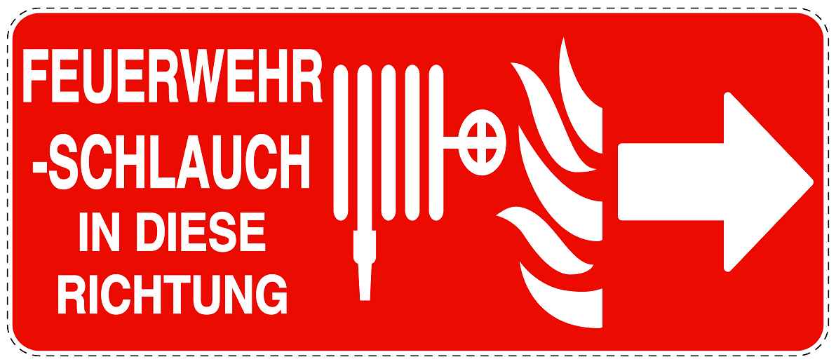 Feuerlöscher Aufkleber "Feuerwehrschlauch in Pfeilrichtung" 10-60 cm LO-SIF-1830-14