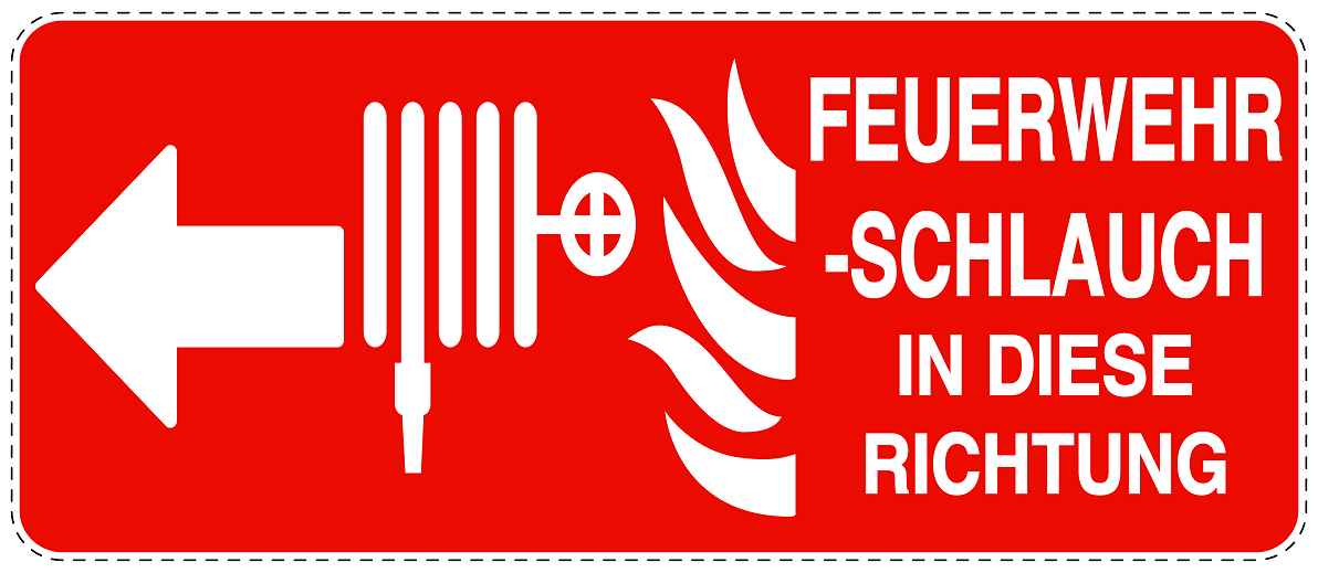 Feuerlöscher Aufkleber "Feuerwehrschlauch in Pfeilrichtung" 10-60 cm LO-SIF-1840-14