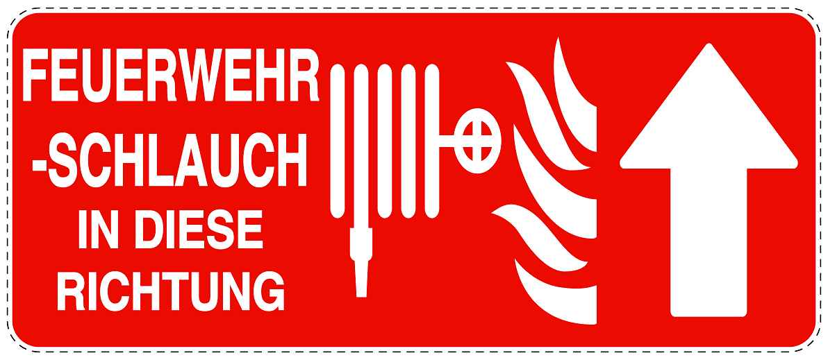 Feuerlöscher Aufkleber "Feuerwehrschlauch in Pfeilrichtung" 10-60 cm LO-SIF-1850-14