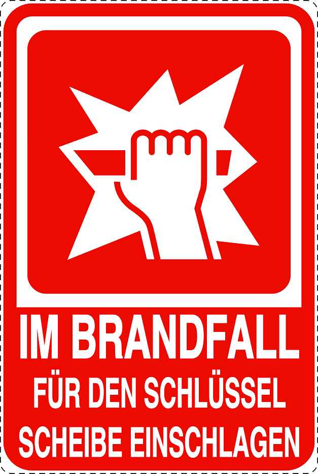 Feuerlöscher Aufkleber "Im Brandfall Scheibe einschlagen" 10-40 cm LO-SIF-2050-14