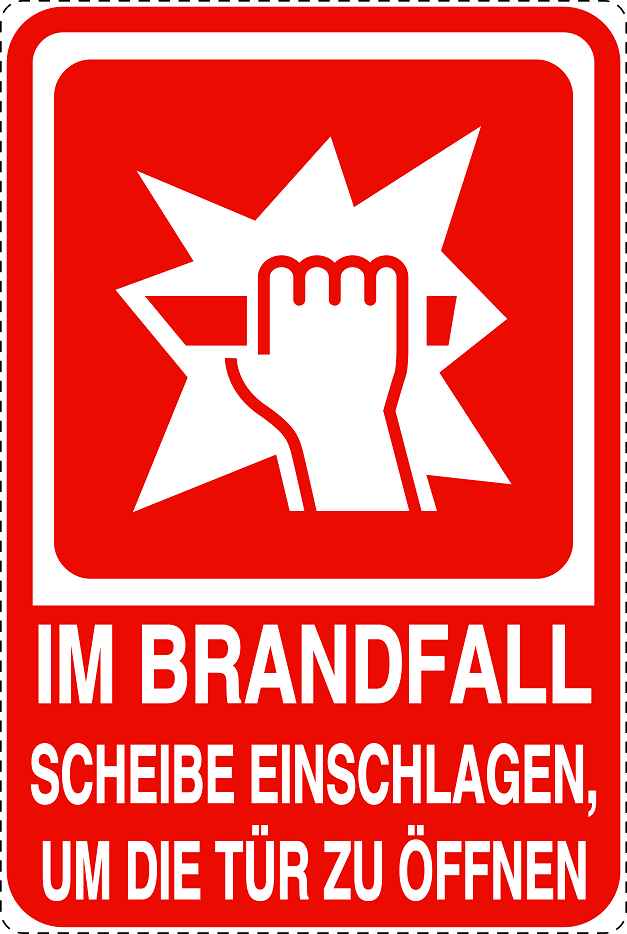 Feuerlöscher Aufkleber "Im Brandfall Scheibe einschlagen" 10-40 cm LO-SIF-2060-14