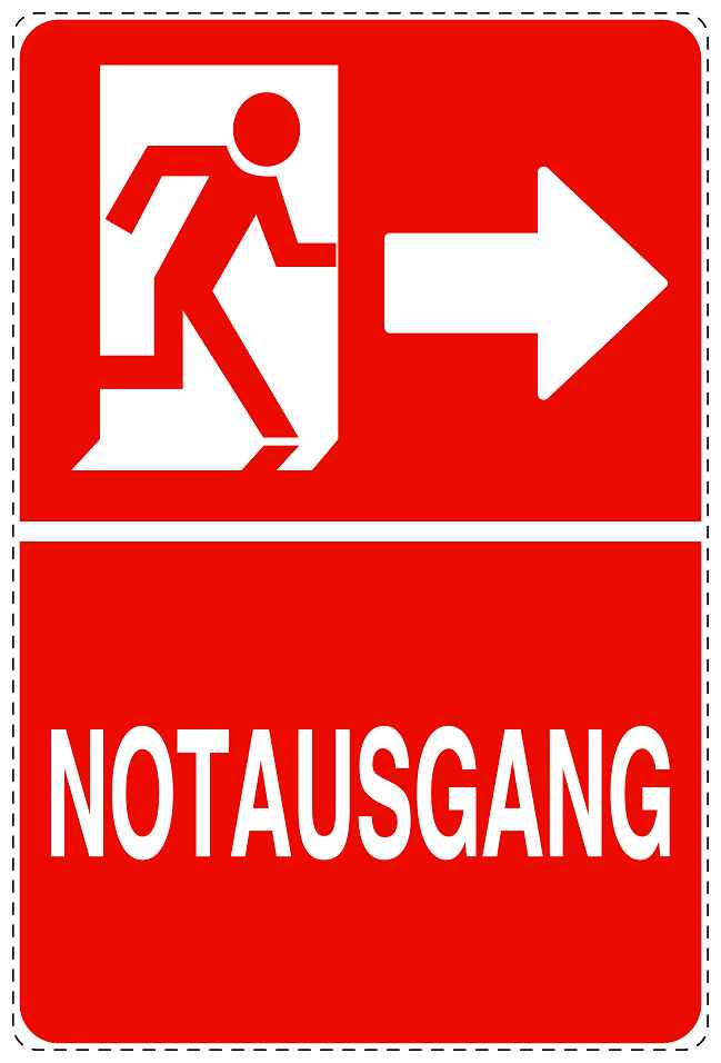 Feuerlöscher Aufkleber "Notausgang in Pfeilrichtung" 10-40 cm LO-SIF-2160-14