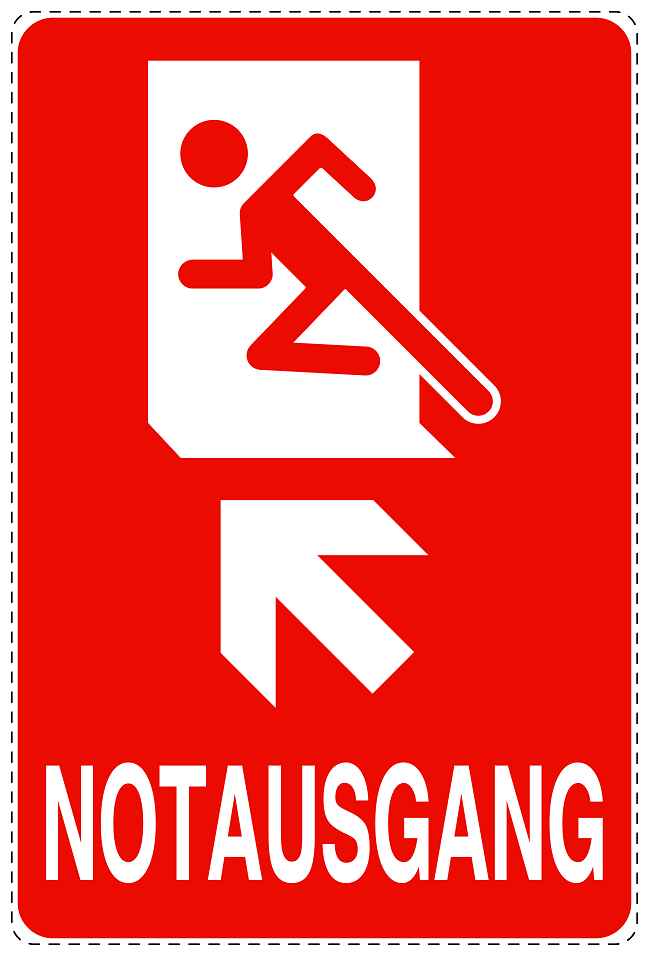Feuerlöscher Aufkleber "Notausgang in Pfeilrichtung" 10-40 cm LO-SIF-2280-14
