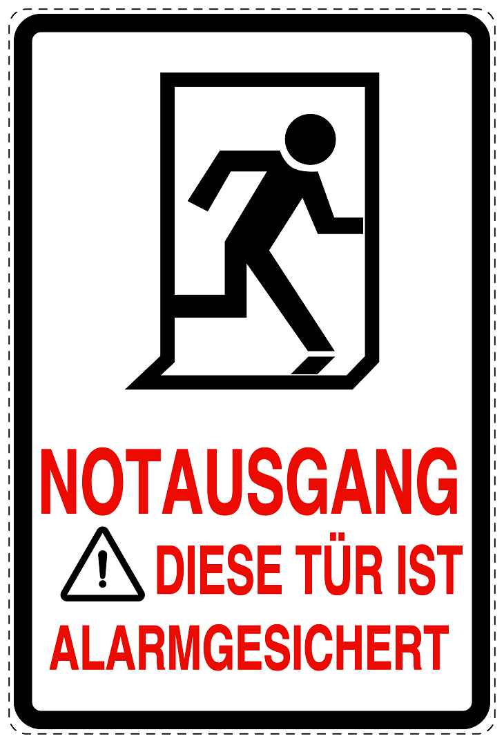 Feuer- Rettungsaufkleber "Notausgang Tür ist Alarmgesichert" 10-40 cm LO-SIF-2330-0