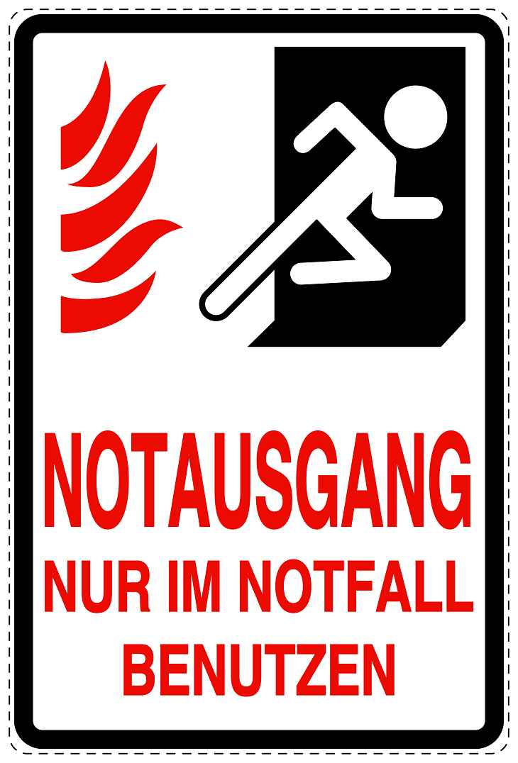 Feuer- Rettungsaufkleber "Notausgang nur im Notfall benutzen" 10-40 cm LO-SIF-2340-0