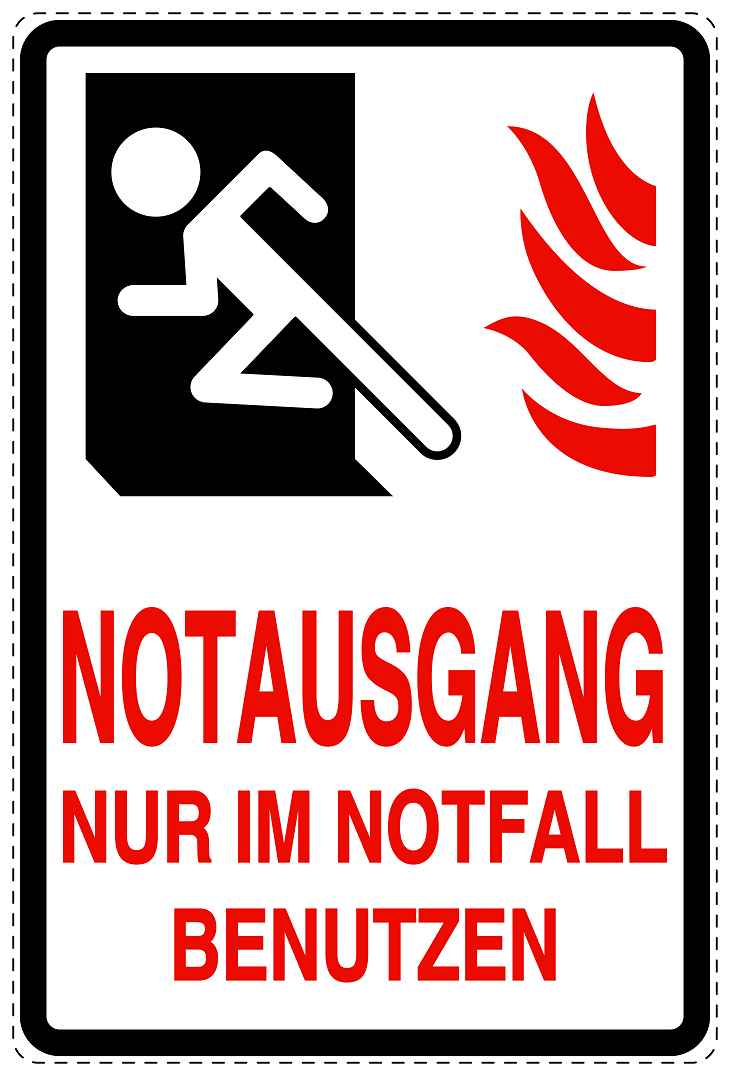 Feuer- Rettungsaufkleber "Notausgang nur im Notfall benutzen" 10-40 cm LO-SIF-2360-0
