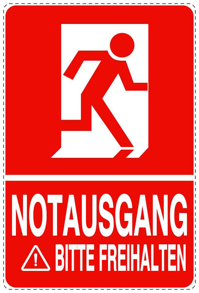 Feuerlöscher Aufkleber "Notausgang bitte Freihalten" 10-40 cm LO-SIF-2390-14