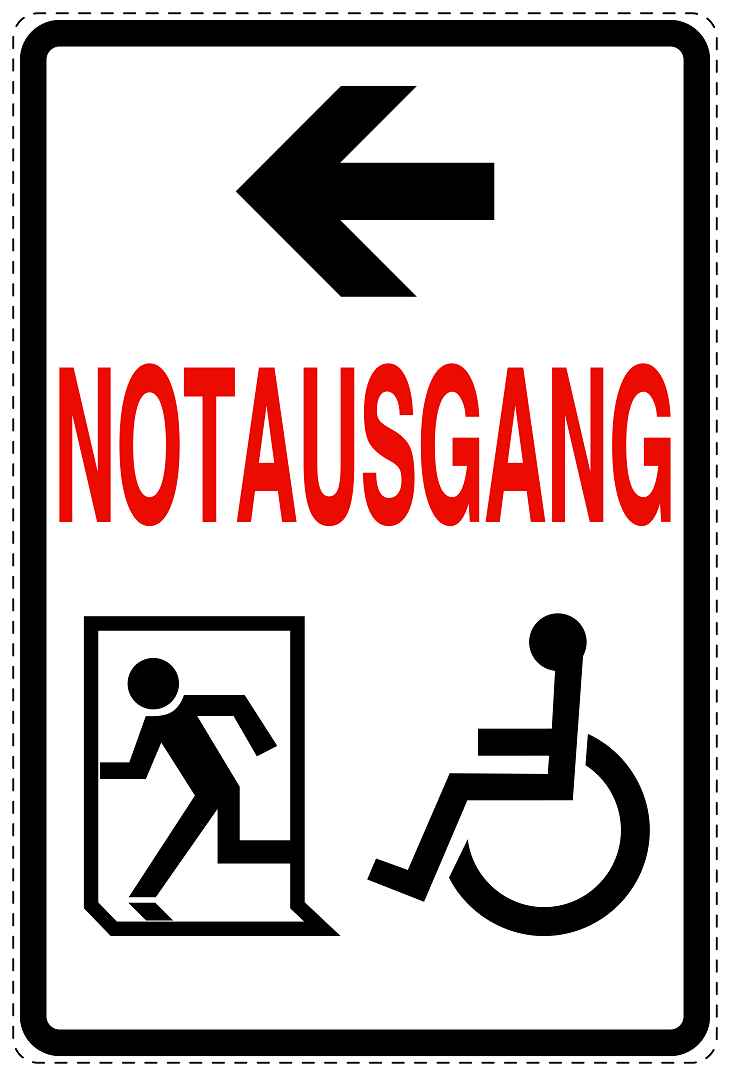 Feuer- Rettungsaufkleber "Notausgang in Pfeilrichtung - Rollstuhl" 10-40 cm LO-SIF-2430-0