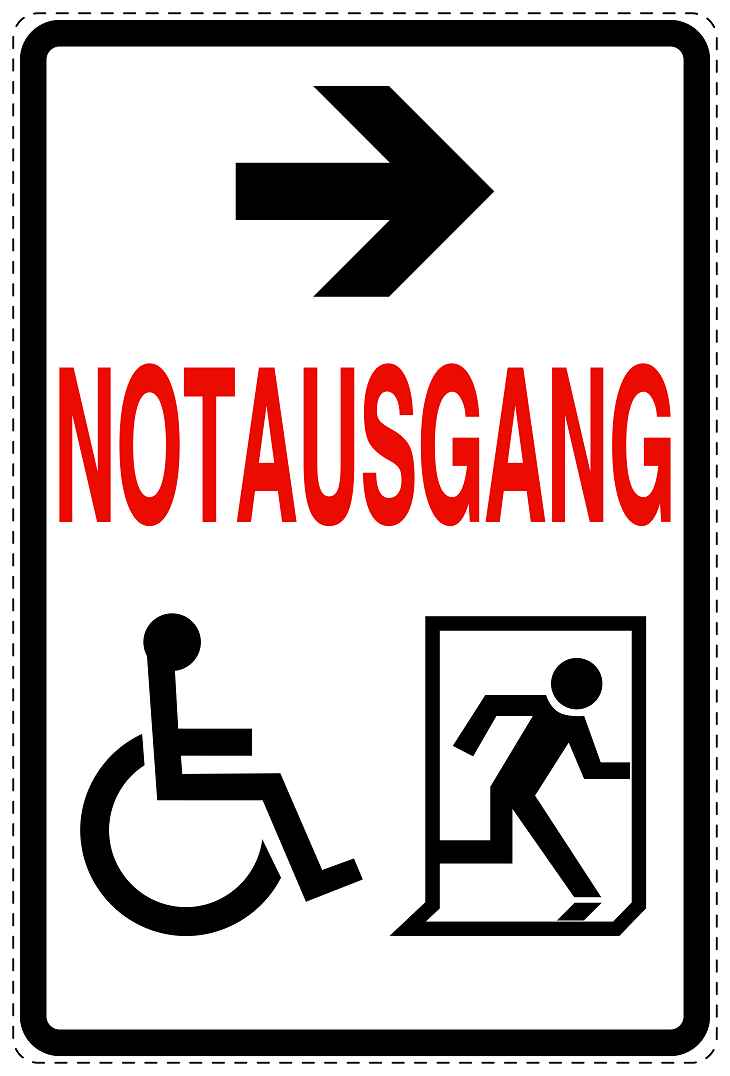 Feuer- Rettungsaufkleber "Notausgang in Pfeilrichtung - Rollstuhl" 10-40 cm LO-SIF-2440-0