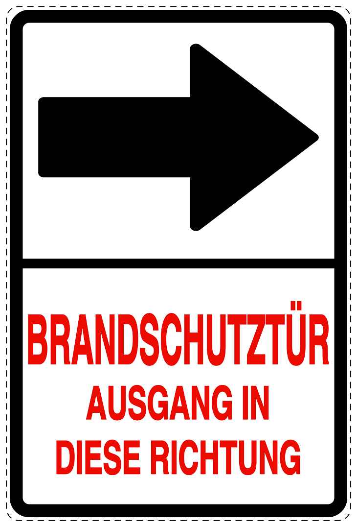 Feuer- Rettungsaufkleber "Brandschutztür Ausgang in diese Richtung" 10-40 cm LO-SIF-2450-0