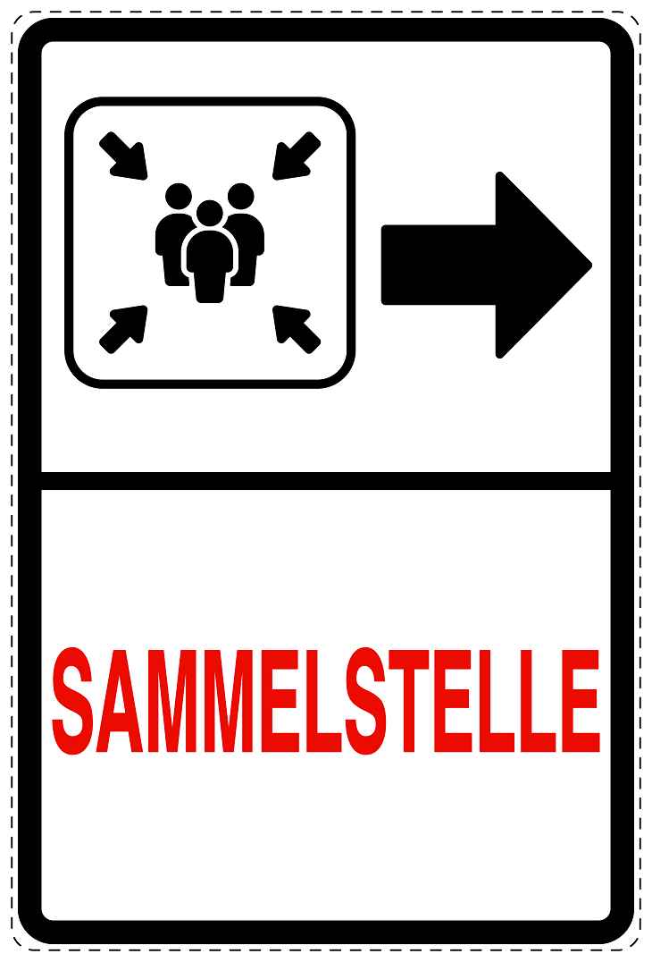 Feuer- Rettungsaufkleber "Sammelstelle in Pfeilrichtung" 10-40 cm LO-SIF-2480-0