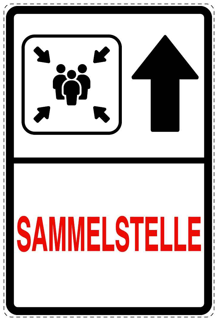 Feuer- Rettungsaufkleber "Sammelstelle in Pfeilrichtung" 10-40 cm LO-SIF-2500-0
