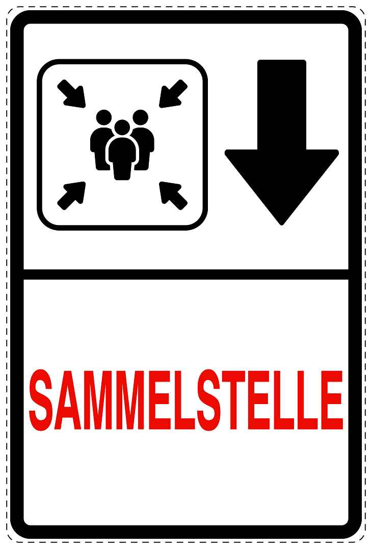 Feuer- Rettungsaufkleber "Sammelstelle in Pfeilrichtung" 10-40 cm LO-SIF-2510-0