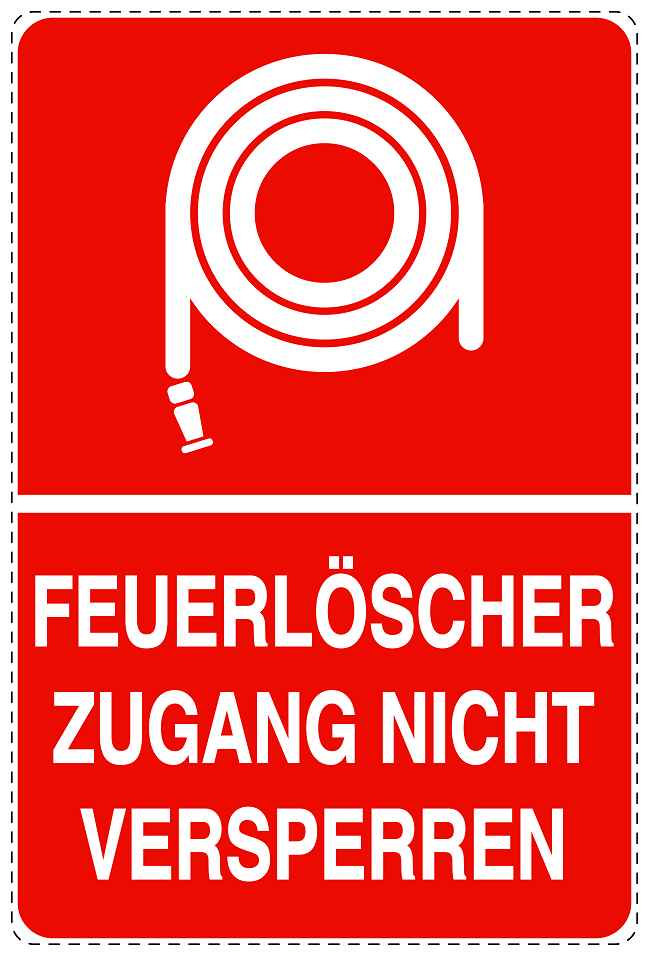 Feuerlöscher Aufkleber "Feuerwehrschlauch nicht versperren" 10-40 cm LO-SIF-2740-14