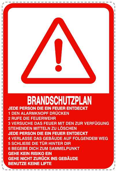 Feuerlöscher Aufkleber "Brandschutzplan - Instruktionen" 10-40 cm LO-SIF-2910-14