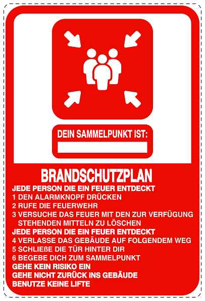 Feuerlöscher Aufkleber "Sammelstelle - Instruktionen" 10-40 cm LO-SIF-2920-14