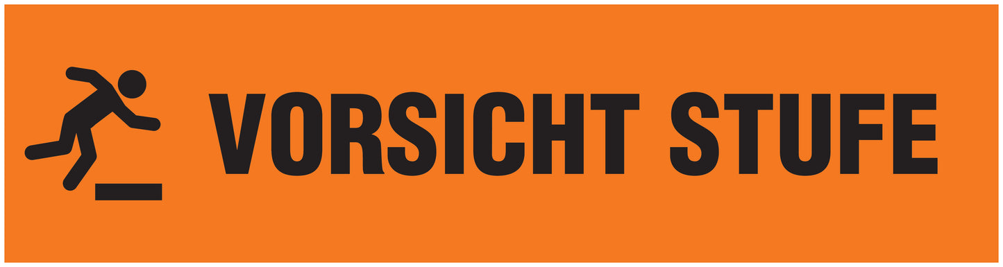 "Vorsicht Stufe" Aufkleber 20-80 cm aus PVC Plastik, LO-STUFE-13000-45x12-8-88