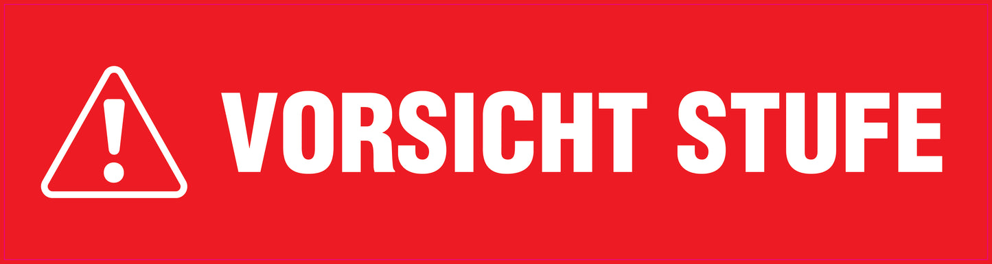 "Vorsicht Stufe" Aufkleber 20-80 cm aus PVC Plastik, LO-STUFE-14000-45x12-14-0