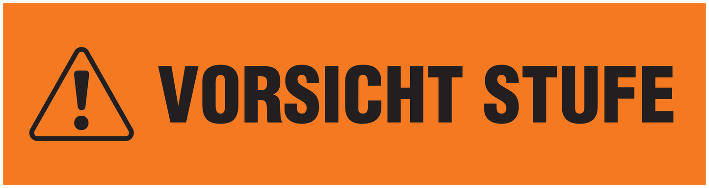 "Vorsicht Stufe" Aufkleber 20-80 cm aus PVC Plastik, LO-STUFE-14000-45x12-8-88