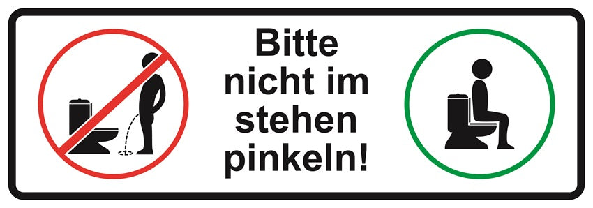 Toiletten Aufkleber "Bitte im Sitzen pinkeln!" LO-TOILET-10400-15x5-0