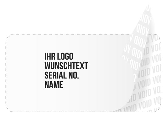 100 Void-Aufkleber, Garantiesiegel, Sicherheitsetikett 40x20mm bedruckt mit Ihrem Wunschtext von EtikettenStar GmbH