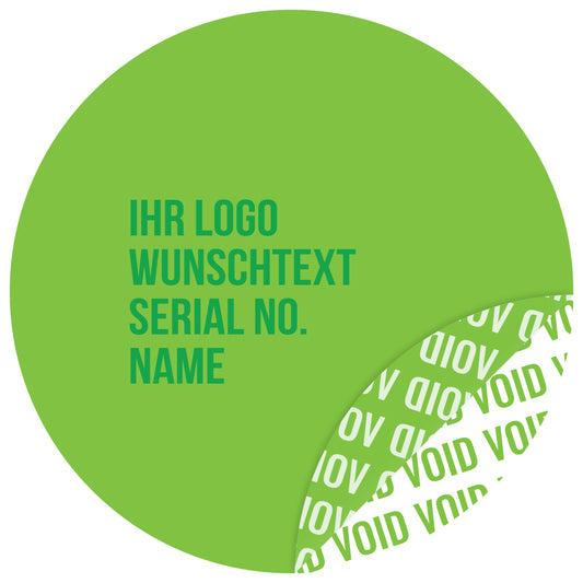 100 Void-Aufkleber, Garantiesiegel, Sicherheitsetikett 30mm rund bedruckt mit Ihrem Wunschtext von EtikettenStar GmbH