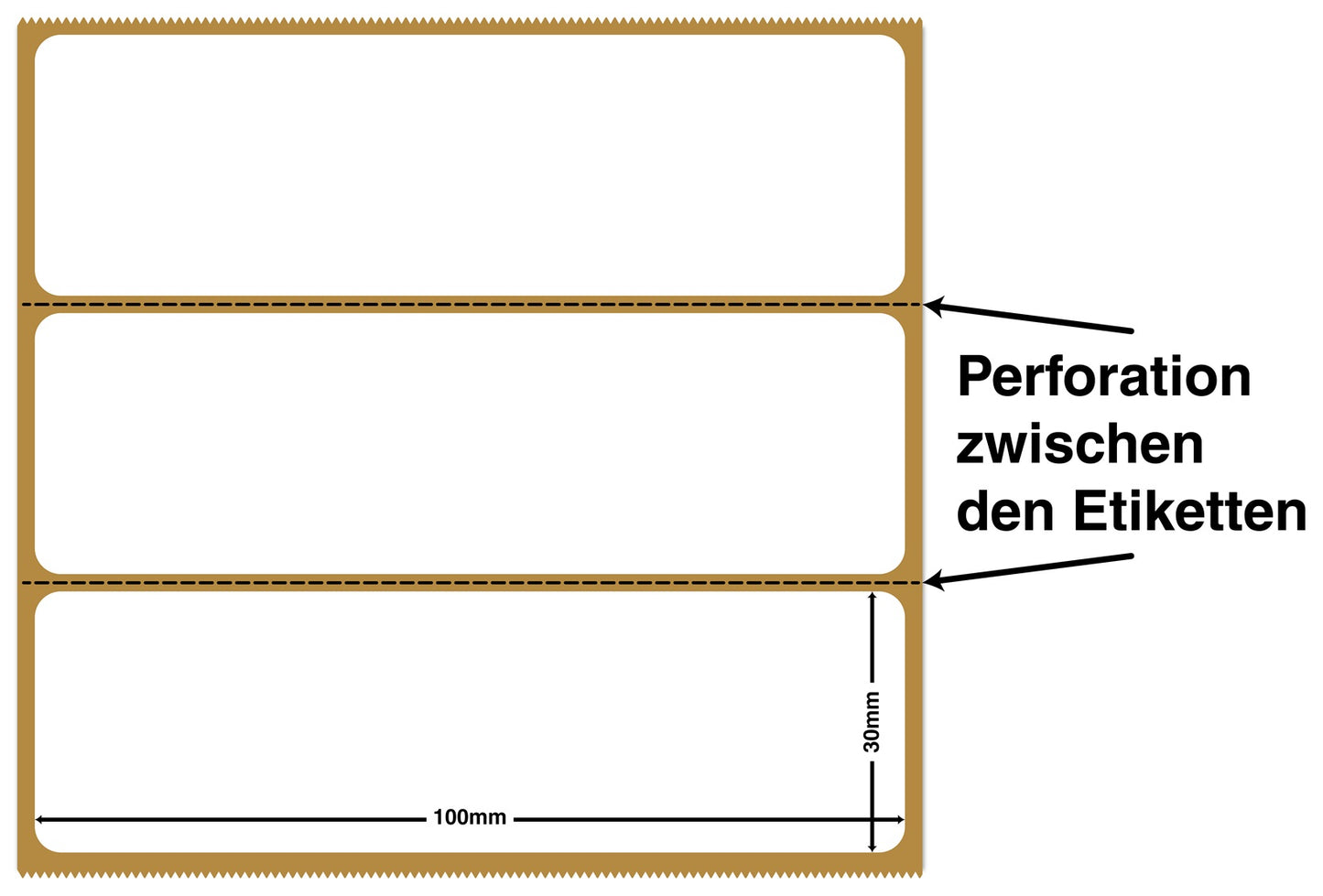 1000 Thermodirekt Etiketten Papier, 100x30mm weiß selbstklebend ES-TD100x30-0