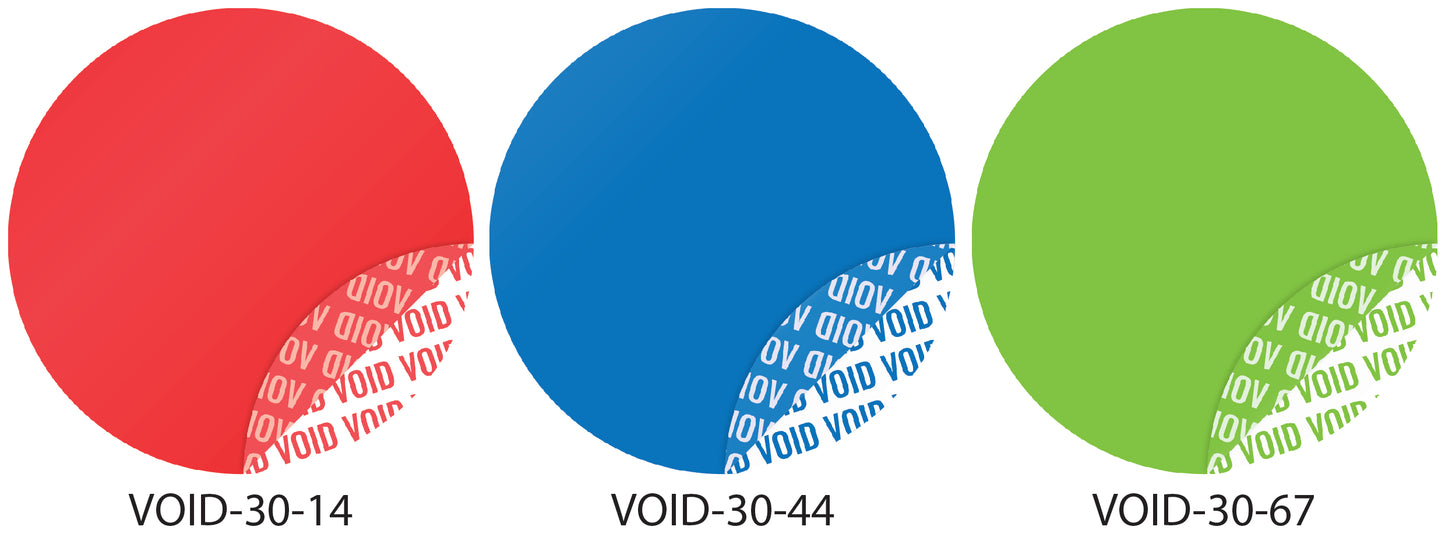1000 Void Etiketten rund unbedruckt auf Rolle