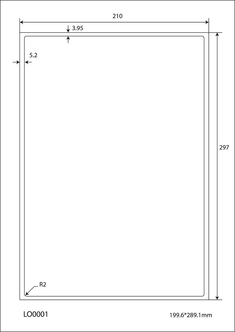 100 Universaletiketten 199,6x289,1mm, auf 100 Din A4 Bogen, matt, selbstklebend