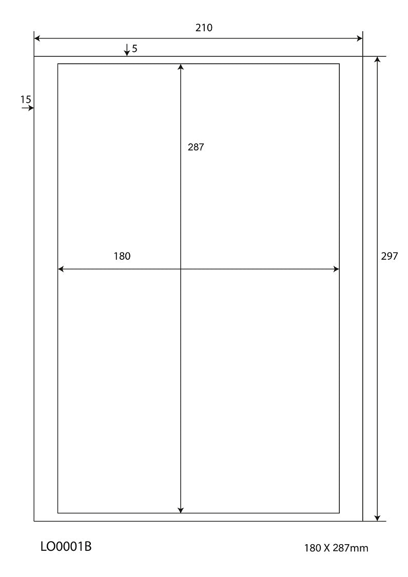 100 Universaletiketten 180x287mm, auf 100 Din A4 Bogen, glänzend, selbstklebend LO-0001-B-80